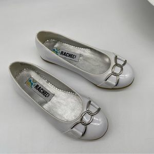 Rachel Shoes Girls Siena white Patent Faux Leather slip on ballet flats size 13M